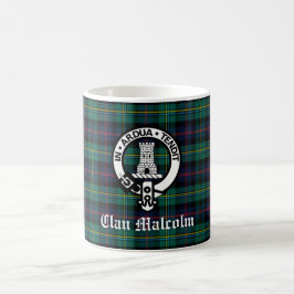 Caneca De Café Clan Malcolm Crest Crachá e Tartan