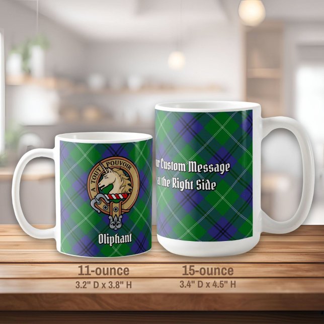 Caneca De Café Clan Oliphant Crest sobre Tartan (Criador carregado)