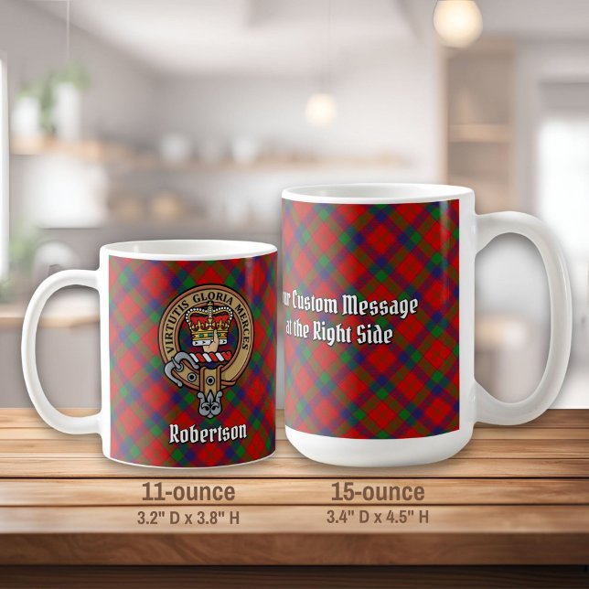 Caneca De Café Clan Robertson Crest sobre Tartan (Criador carregado)