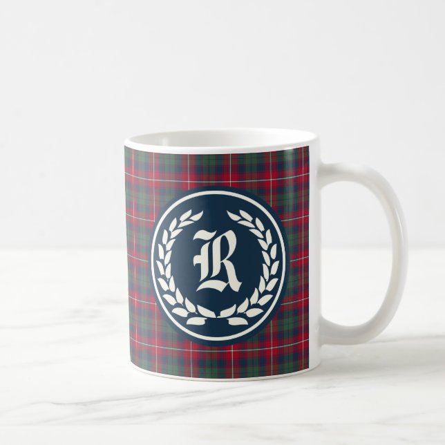 Caneca De Café Clan Robertson Tartan Monograma (Direita)