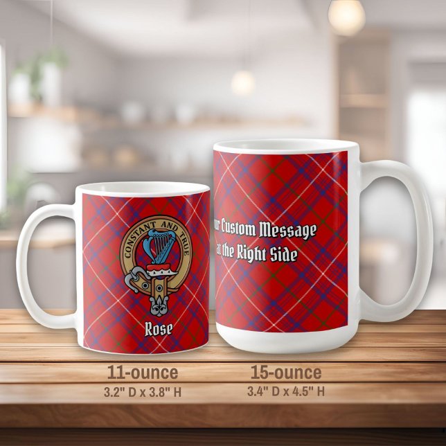 Caneca De Café Clan Rosa Crest sobre Tartan (Criador carregado)