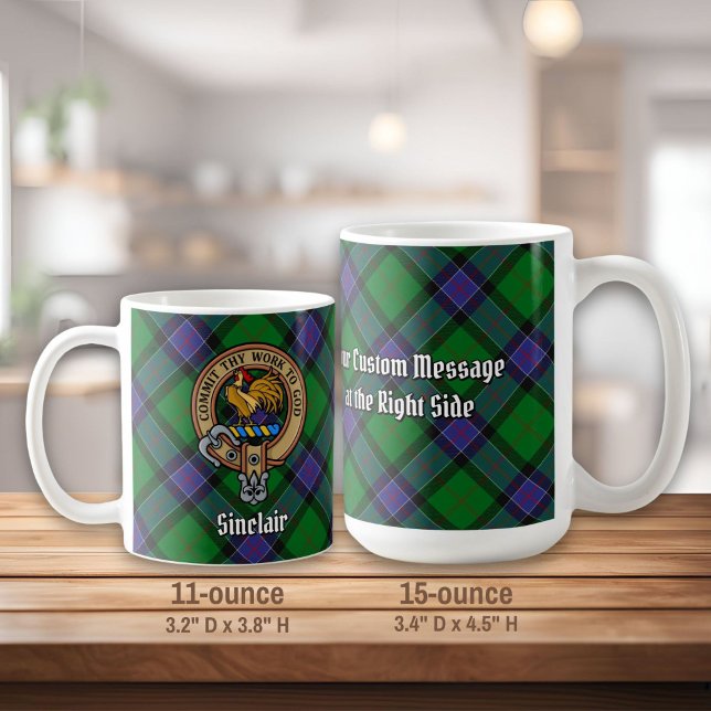 Caneca De Café Clan Sinclair Crest sobre a Caça ao Tartan (Criador carregado)