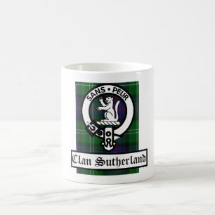 Caneca De Café Clan Sutherland Crest Crachá & Tartan