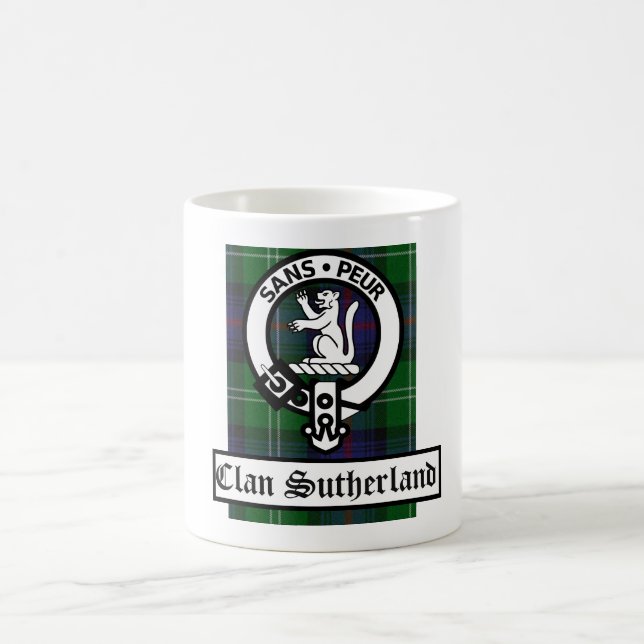 Caneca De Café Clan Sutherland Crest Crachá & Tartan (Centro)