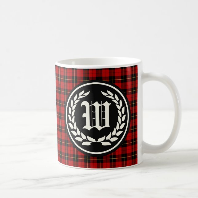 Caneca De Café Clan Wallace Tartan Monograma (Direita)