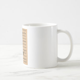 Caneca De Café Clarinet com Background De Música Em Folha
