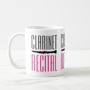 Caneca De Café Clarinet Considerando rosa e preto com silhueta