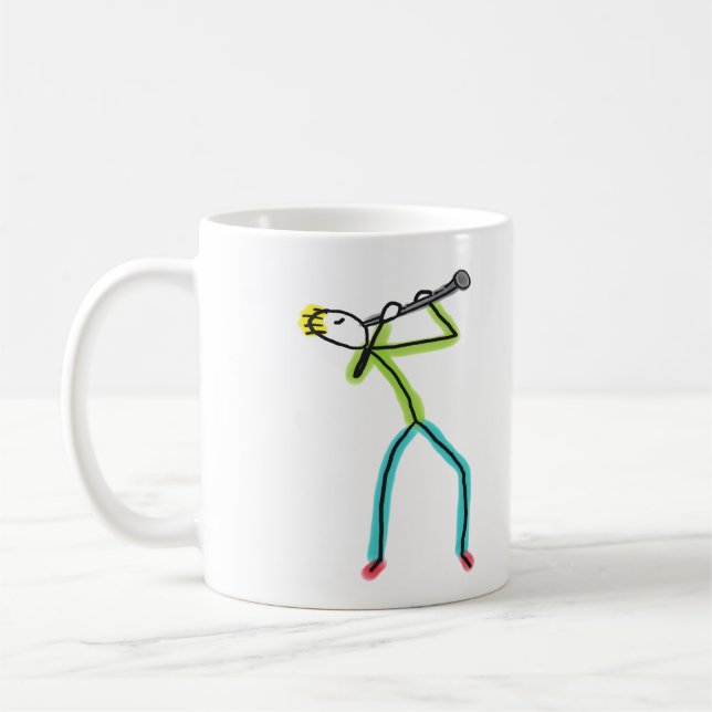 Caneca De Café Clarinet Stickman (Esquerda)