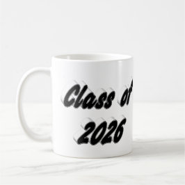 Caneca De Café Class of 2026 black typography graduation