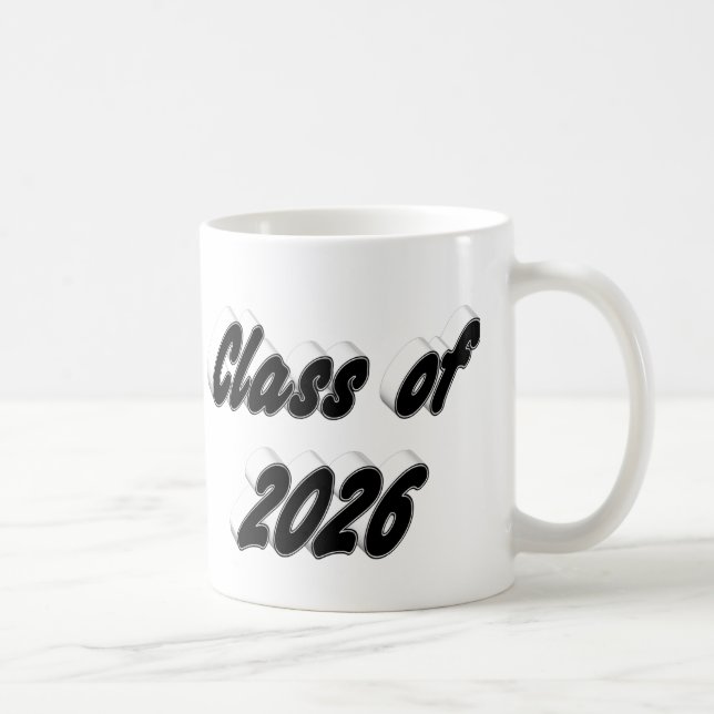 Caneca De Café Class of 2026 black typography graduation (Direita)