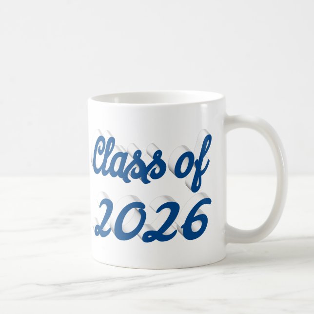 Caneca De Café Class of 2026 blue script graduation  (Direita)