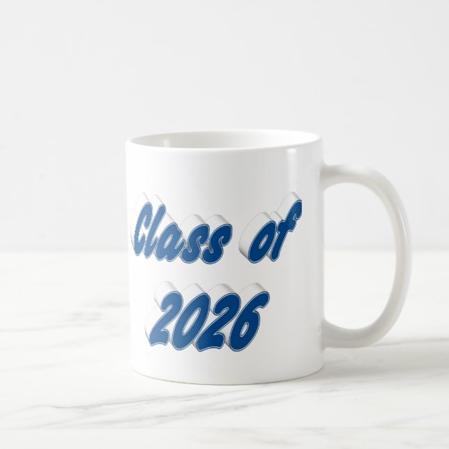 Caneca De Café Class of 2026 blue typography graduation (Direita)