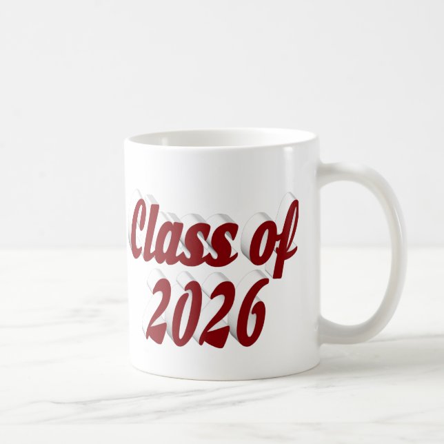 Caneca De Café Class of 2026 burgundy text graduation (Direita)