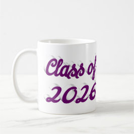Caneca De Café Class of 2026 purple script graduation 