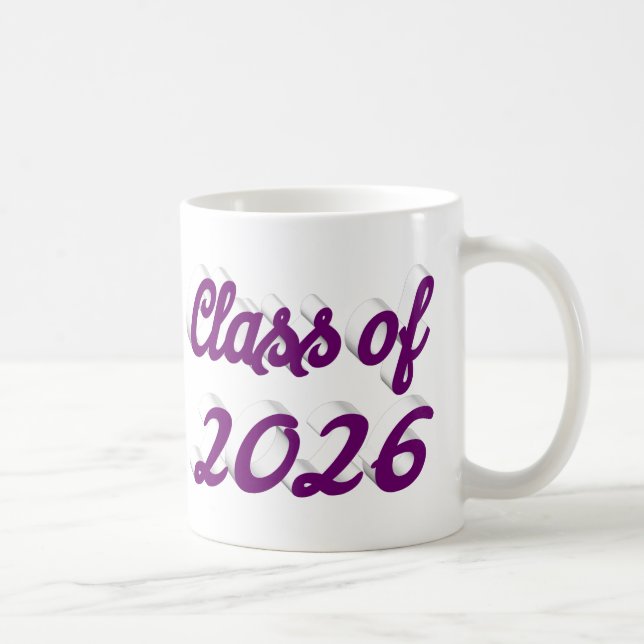 Caneca De Café Class of 2026 purple script graduation  (Direita)