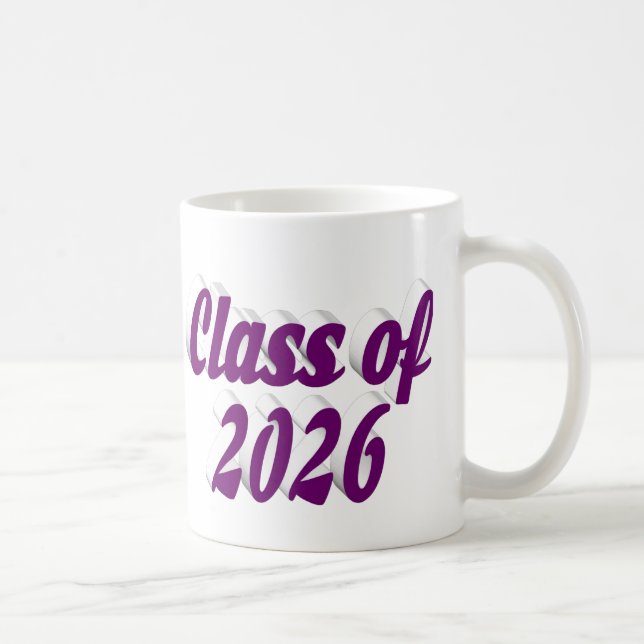 Caneca De Café Class of 2026 purple text graduation (Direita)