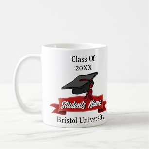 Caneca De Café Classe de 2023 Graduação Personalizada Maroon Negr