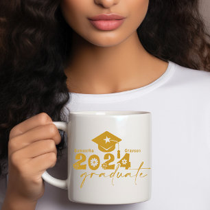 Caneca De Café Classe de Formando Personalizado de 2024 Dourada