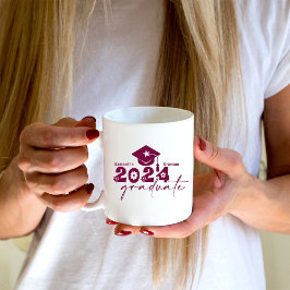 Caneca De Café Classe de Formando Personalizado de 2024 Maroon