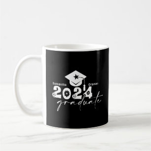 Caneca De Café Classe de Formando Personalizado de 2024 Preto/Bra