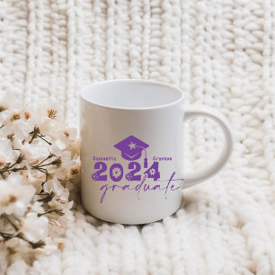 Caneca De Café Classe de Formando Personalizado de 2024 Roxo