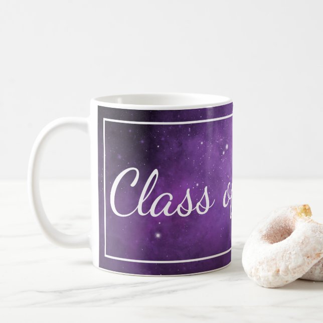 Caneca De Café Classe de Graduação de Galáxias Roxas (Com Donut)