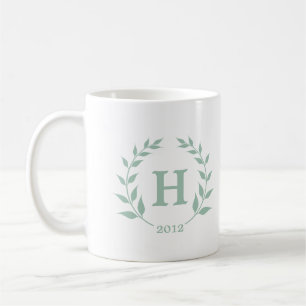Caneca De Café Classe de graduação de monograma de cupão verde-mi