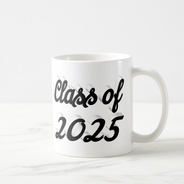 Caneca De Café Classe de graduação de script preto 2025 (Direita)
