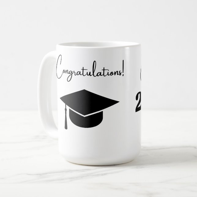 Caneca De Café Classe de parabéns 2025 preto e branco (Frente Esquerda)