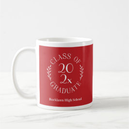 Caneca De Café Classe do Ano Emblem School Name Red Graduation