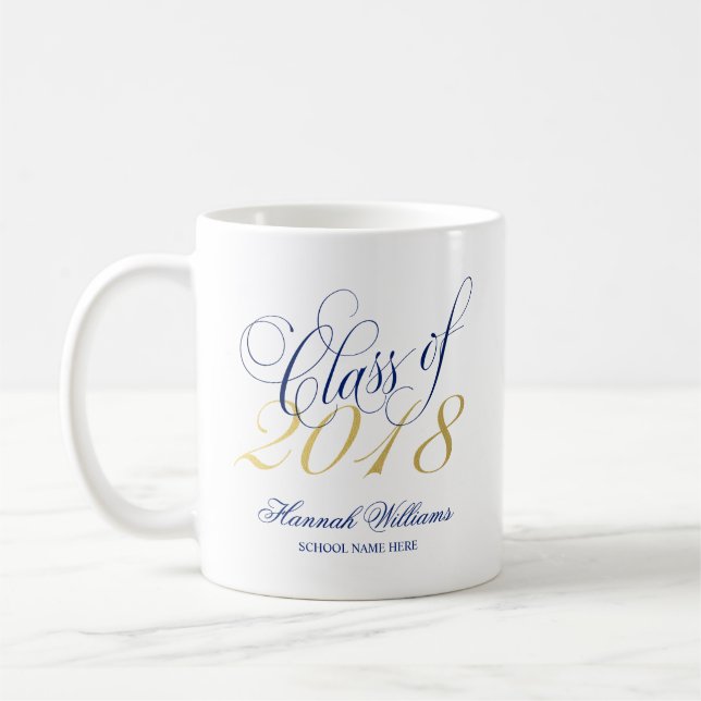 Caneca De Café Classe Dourado azul do roteiro do costume 2018 da (Esquerda)