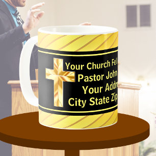 Caneca De Café Classe Pastoral da Igreja Dourado e Preto