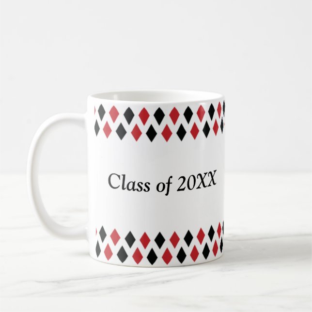Caneca De Café Classe personalizada Argyle vermelha & preta de (Esquerda)