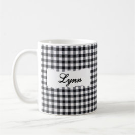 Caneca De Café Classic Black Gingham Personalized Name