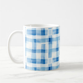 Caneca De Café Classic Blue and White Gingham Checkered Pattern
