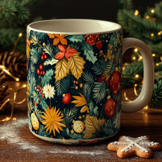 Caneca De Café Classic Christmas foliage with red ornaments