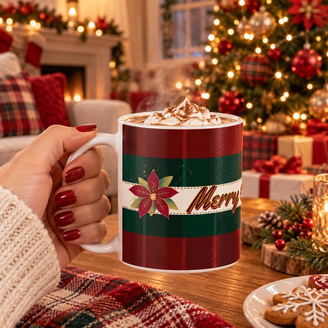 Caneca De Café Classic Christmas Plaid Mug (Criador carregado)