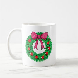 Caneca De Café Classic Christmas Wreath with Bow