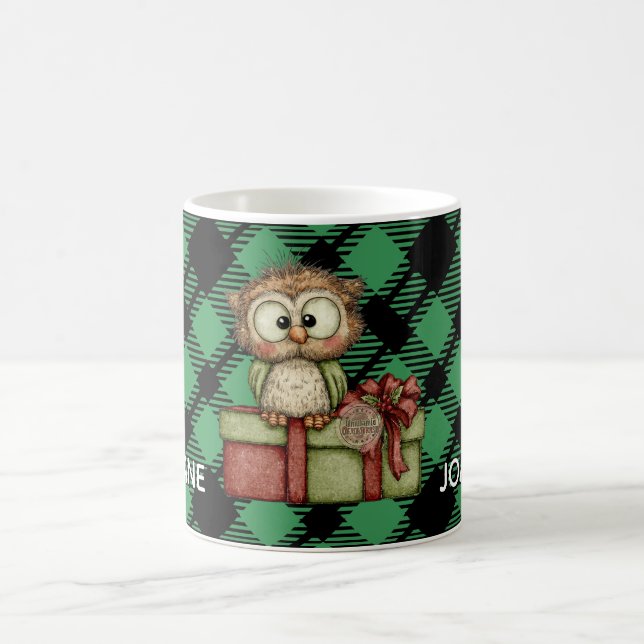 Caneca De Café Classic Holiday Green Checkered Pattern Custom (Centro)