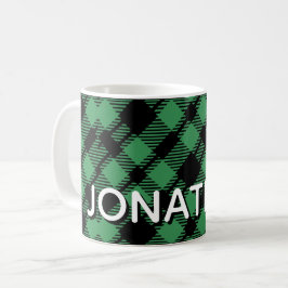 Caneca De Café Classic Holiday Green Checkered Pattern Custom