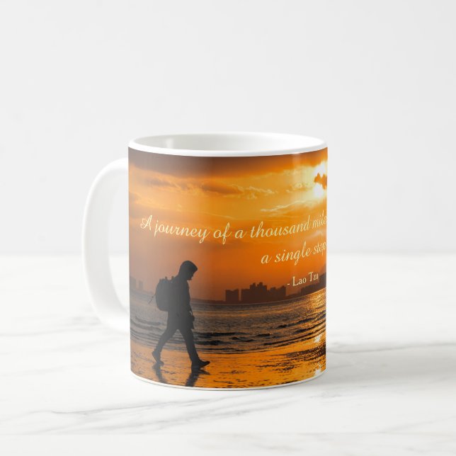 Caneca De Café Classic Lao Tzu Journey Quote (Frente Esquerda)