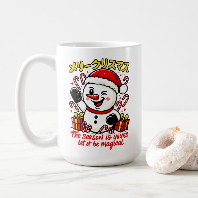 Caneca De Café Classic Merry Christmas Snowman Mug Elegant Festiv (Com Donut)