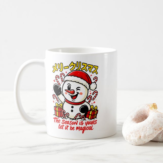Caneca De Café Classic Merry Christmas Snowman Mug Elegant Festiv (Com Donut)