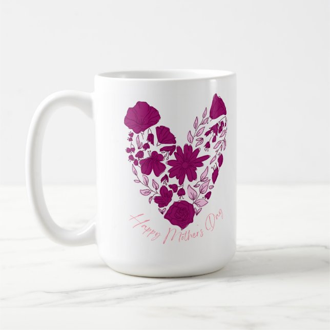 Caneca De Café Classic Mug with Floral Motif and "Happy Mother's  (Esquerda)