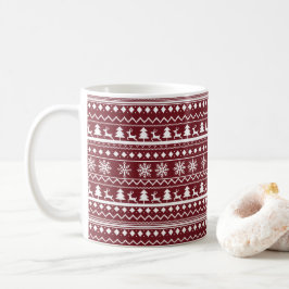 Caneca De Café Classic Red Holiday Christmas Sweater Pattern