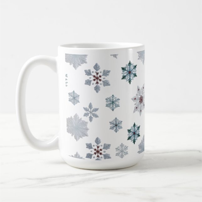 Caneca De Café Classic Snowflake Silhouettes Pattern Christmas  (Esquerda)