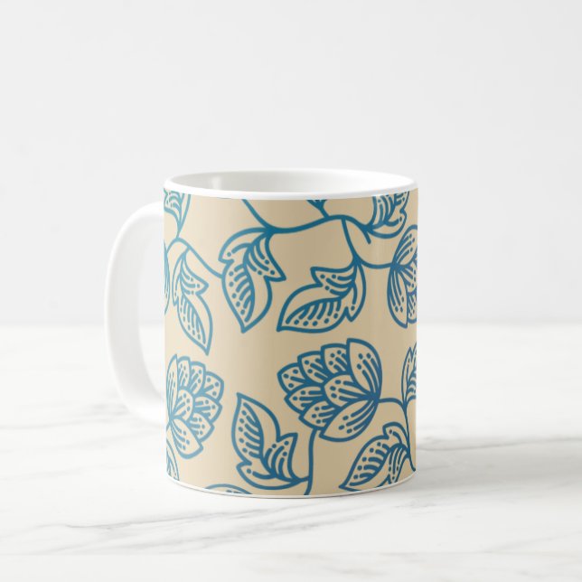 Caneca De Café Classic Vintage Hop Leaves Pattern (Frente Esquerda)