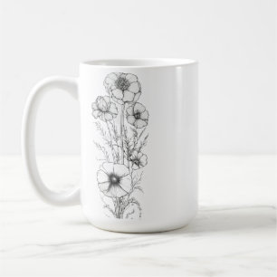 Caneca De Café Clássica 15 oz Floral Outline Mug