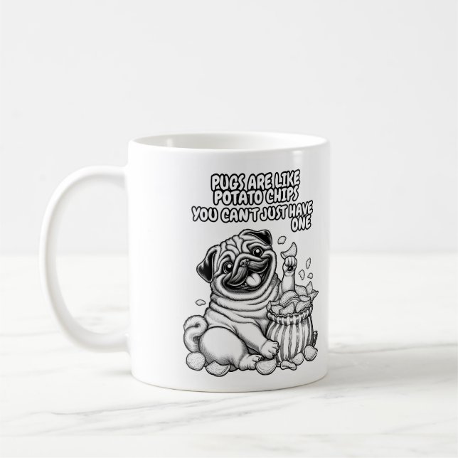 Caneca De Café Clássica com Pug e batatas fritas (Esquerda)
