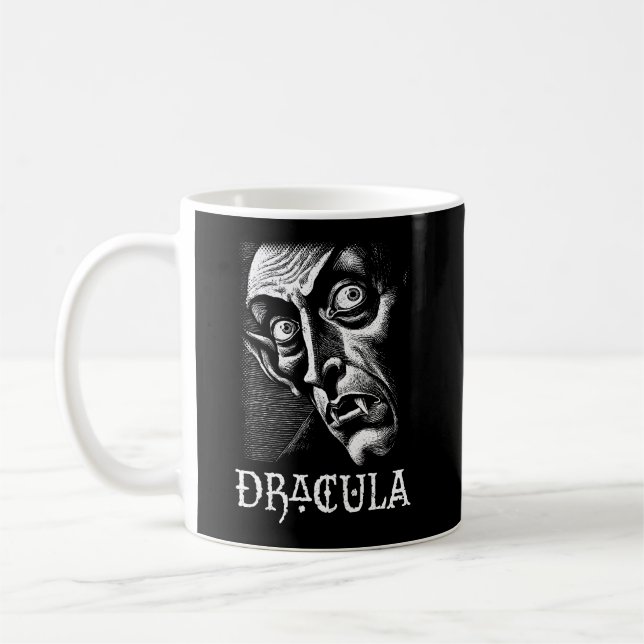 Caneca De Café Clássica Drácula Vintage Gótica Halloween (Esquerda)